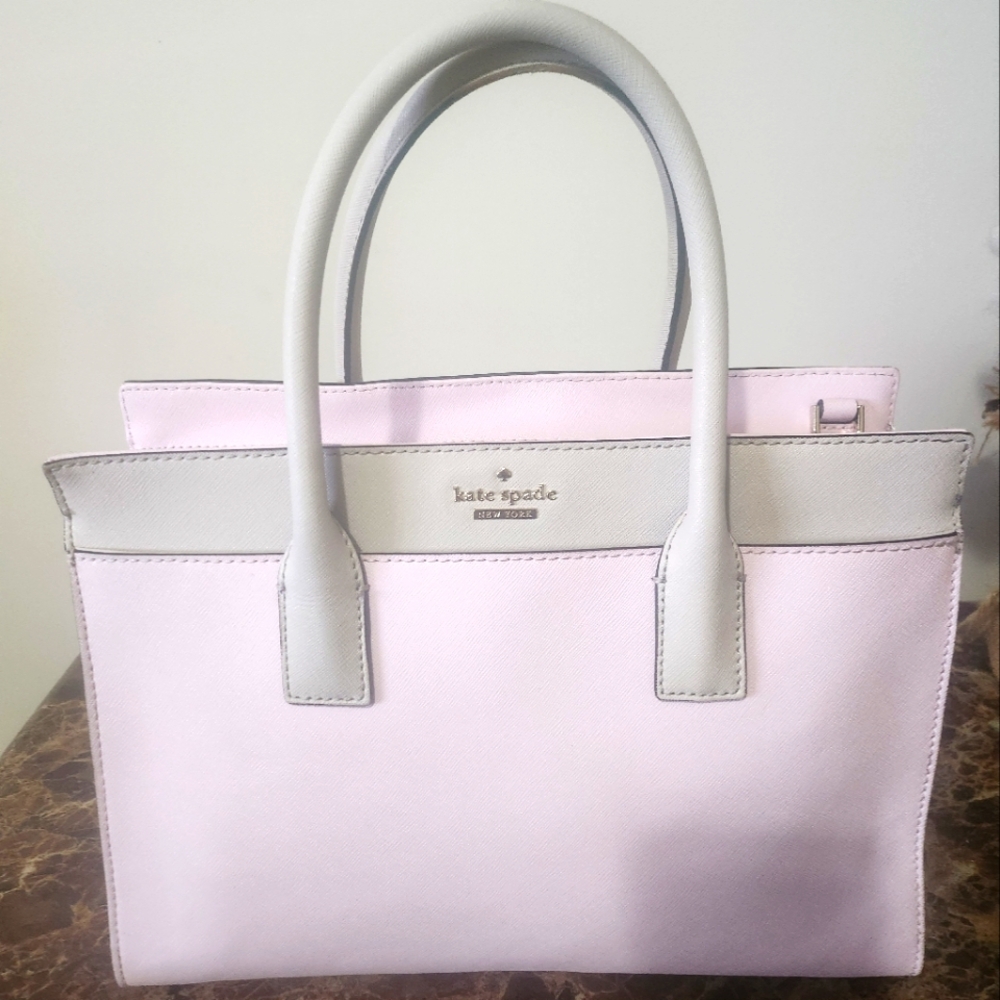 EUC Kate Spade Pink Leather Tote and Twilly  Bundle